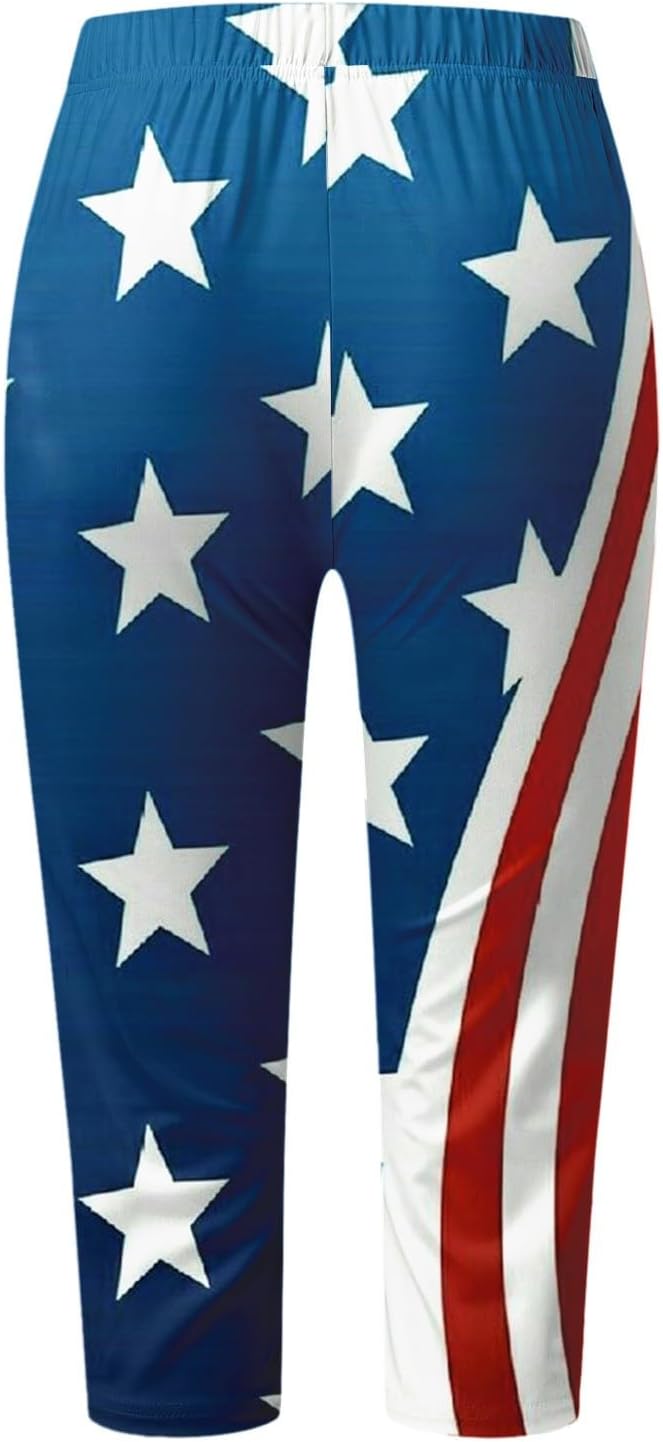 American Flag Patriotic Denim Leggings for Women
