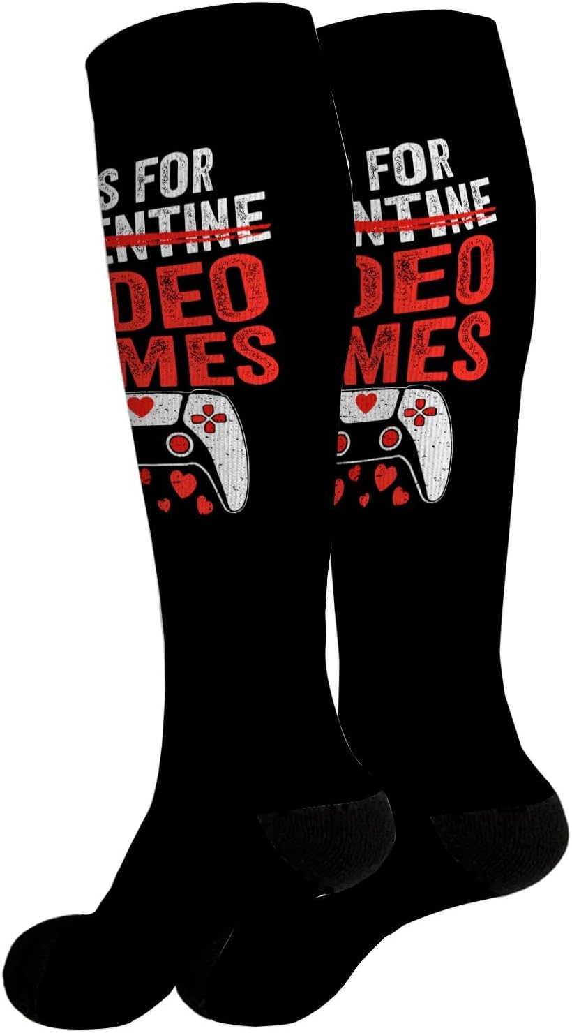 Mens Knee High Funny Socks for Gamers Valentines Day Xbox PS4