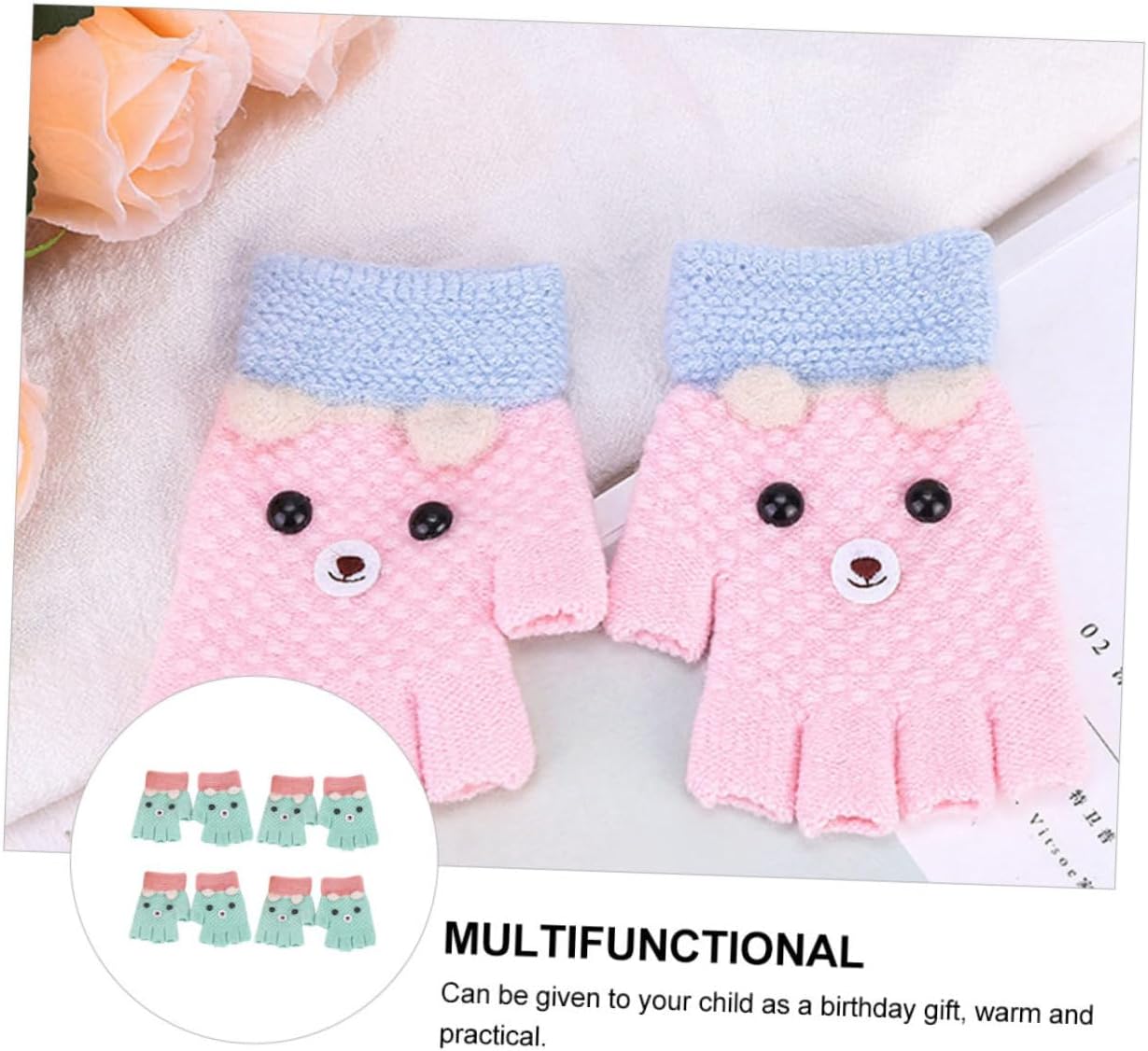 PartyKindom 4 Pairs Camo Gloves for Boys