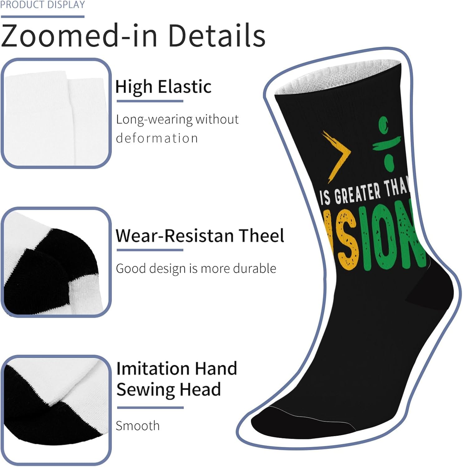 Equalitys Is Greater Than Division Math Black History Socks