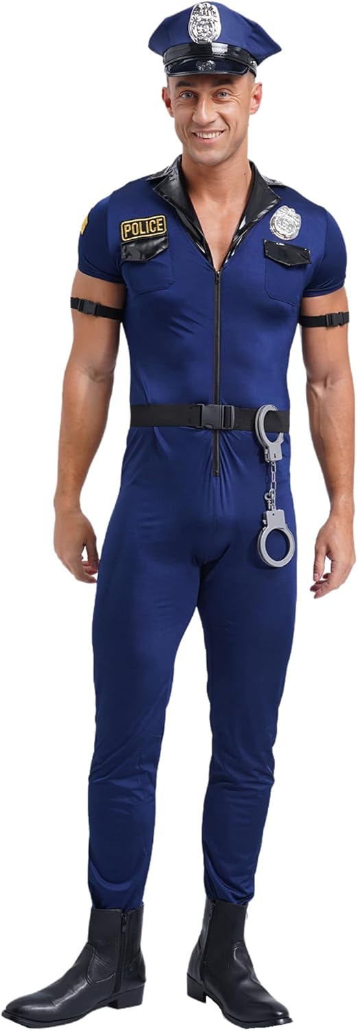 Mens Police Costume Set Role-Playing Uniform