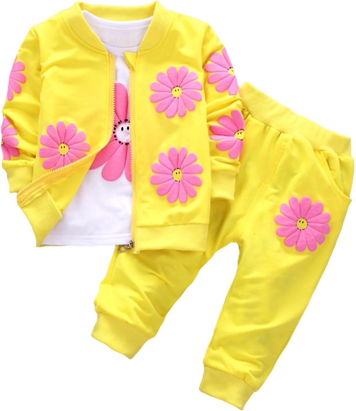 Floral 3-Piece Toddler Girls Set Long Sleeve Pullover