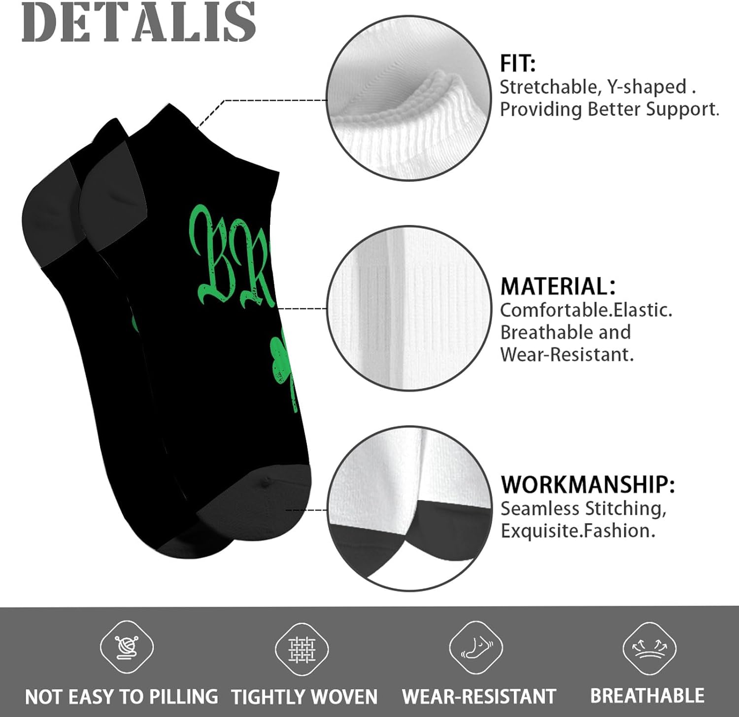 Mens St Patricks Day shamrock socks with gift tokens