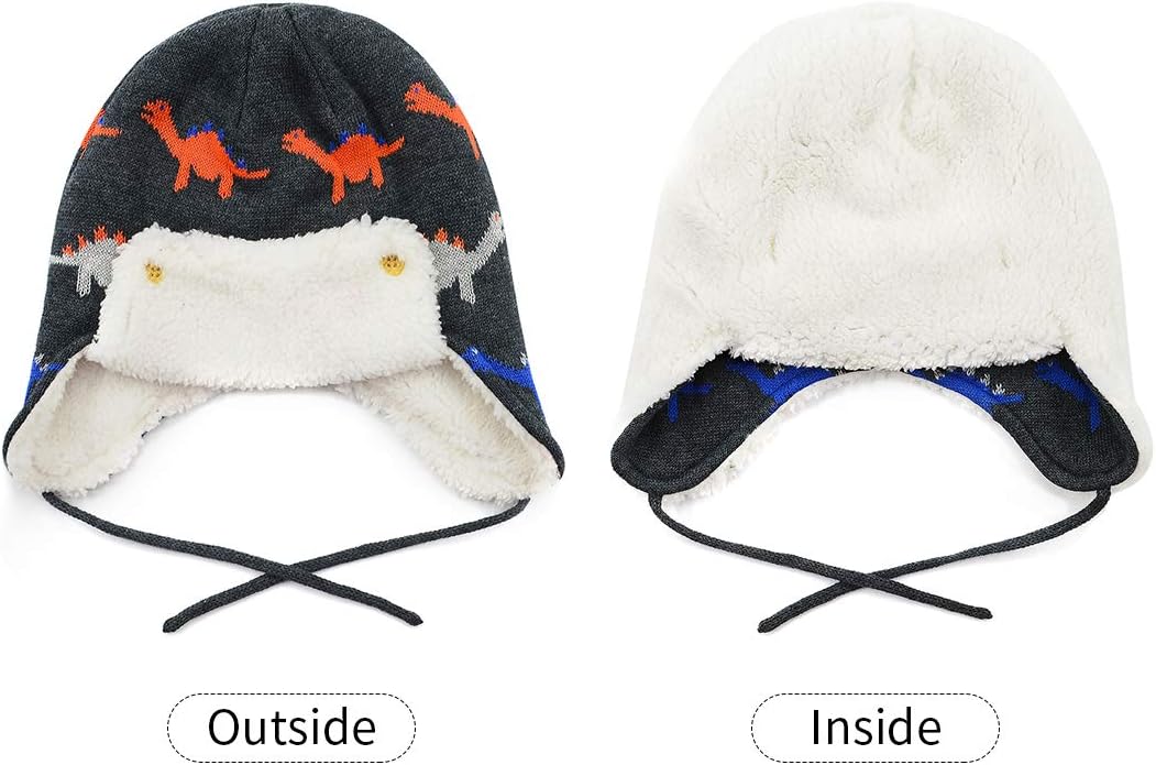 Zando Sherpa Lined Warm Fleece Pilot Hat Set for Baby
