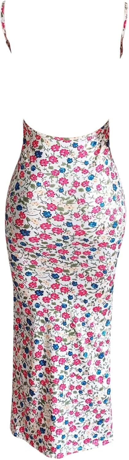 Floral Checked Maxi Dress for Women - Bridesmaid Graduation