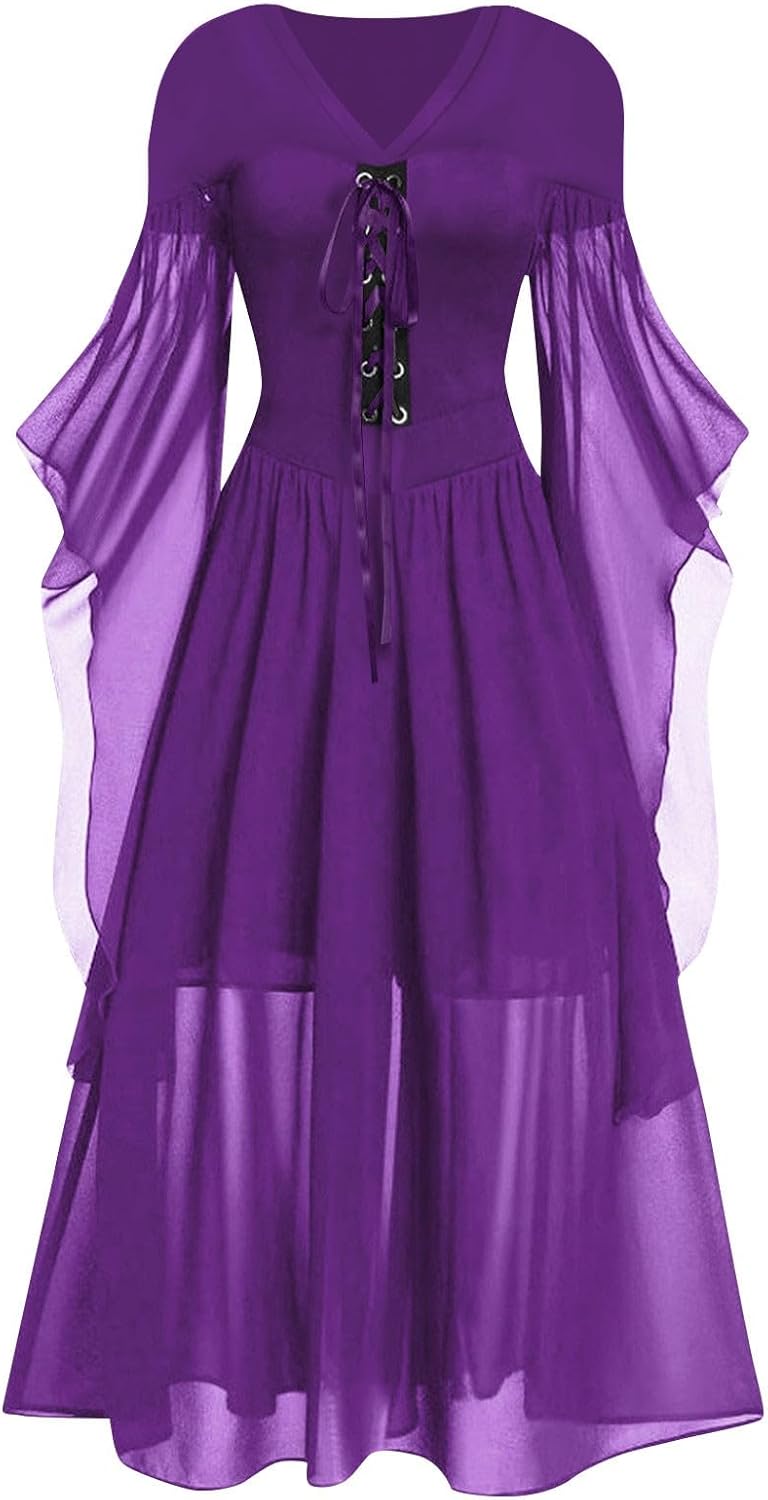 Gothic Punk Boho Gown Halloween Christmas Costumes for Women