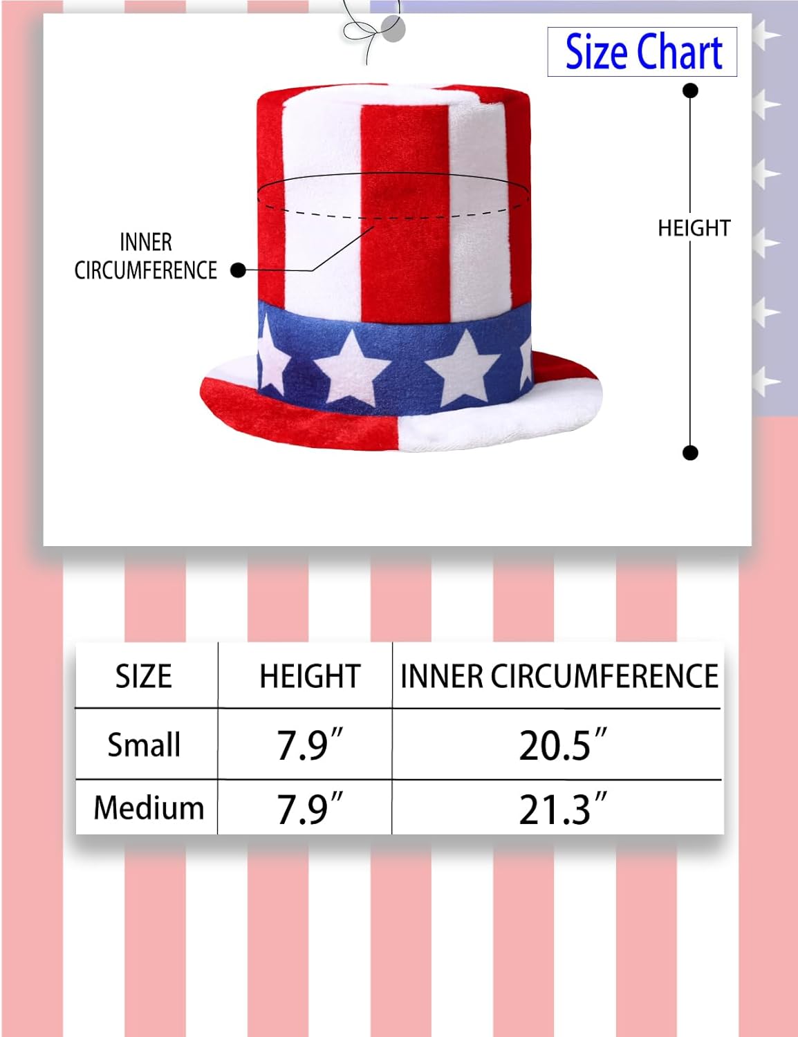 COSLAND 4th of July American Flag Top Hat for Kids