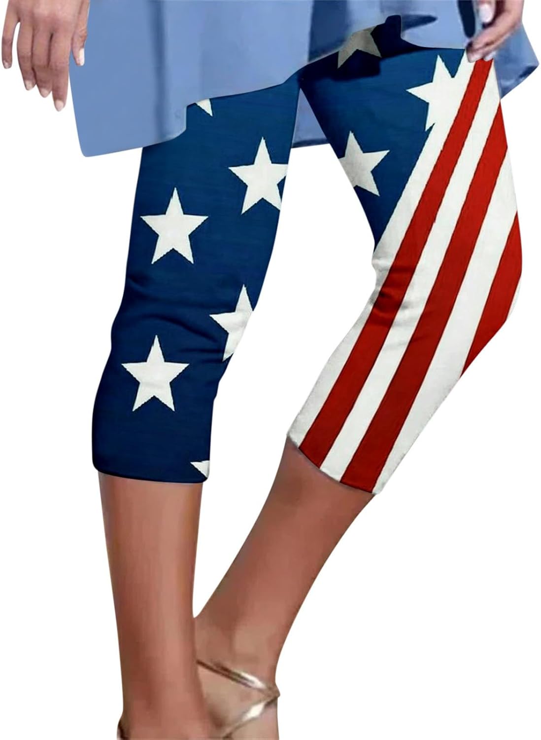 American Flag Patriotic Denim Leggings for Women