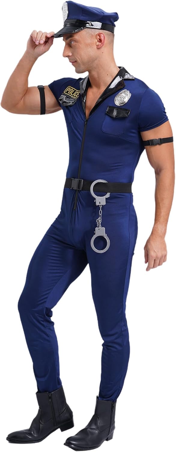 Mens Police Costume Set Role-Playing Uniform
