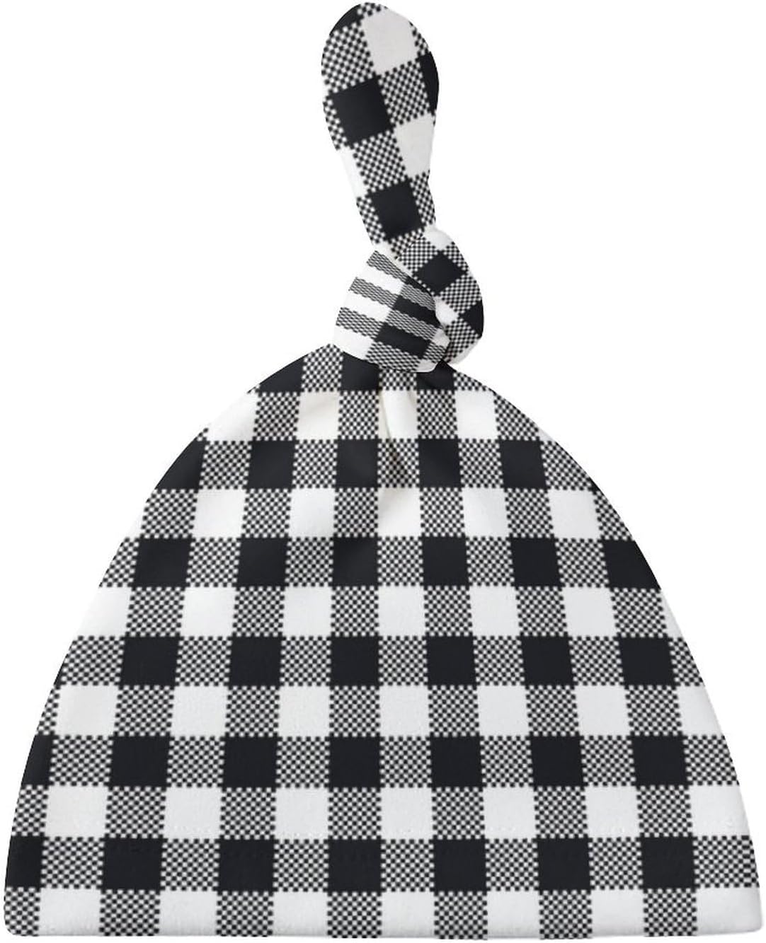 Plaid Black and White Baby Newborn Beanie Hat Set