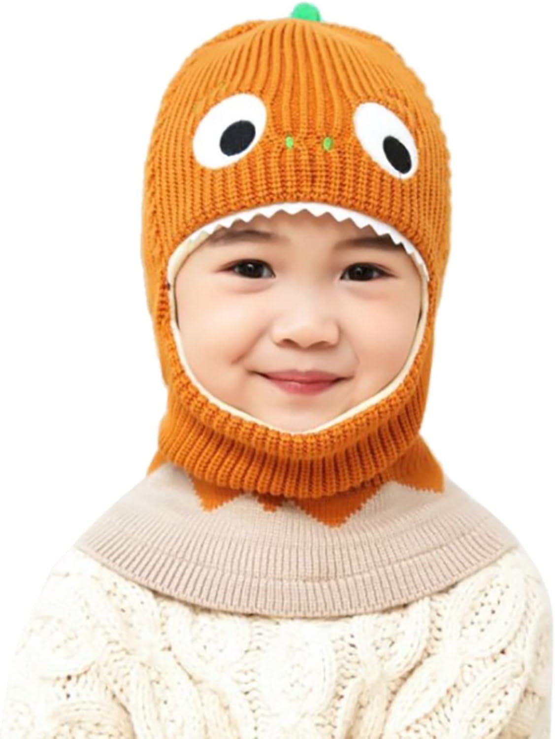Furry dinosaur baby hats warm cozy for winter
