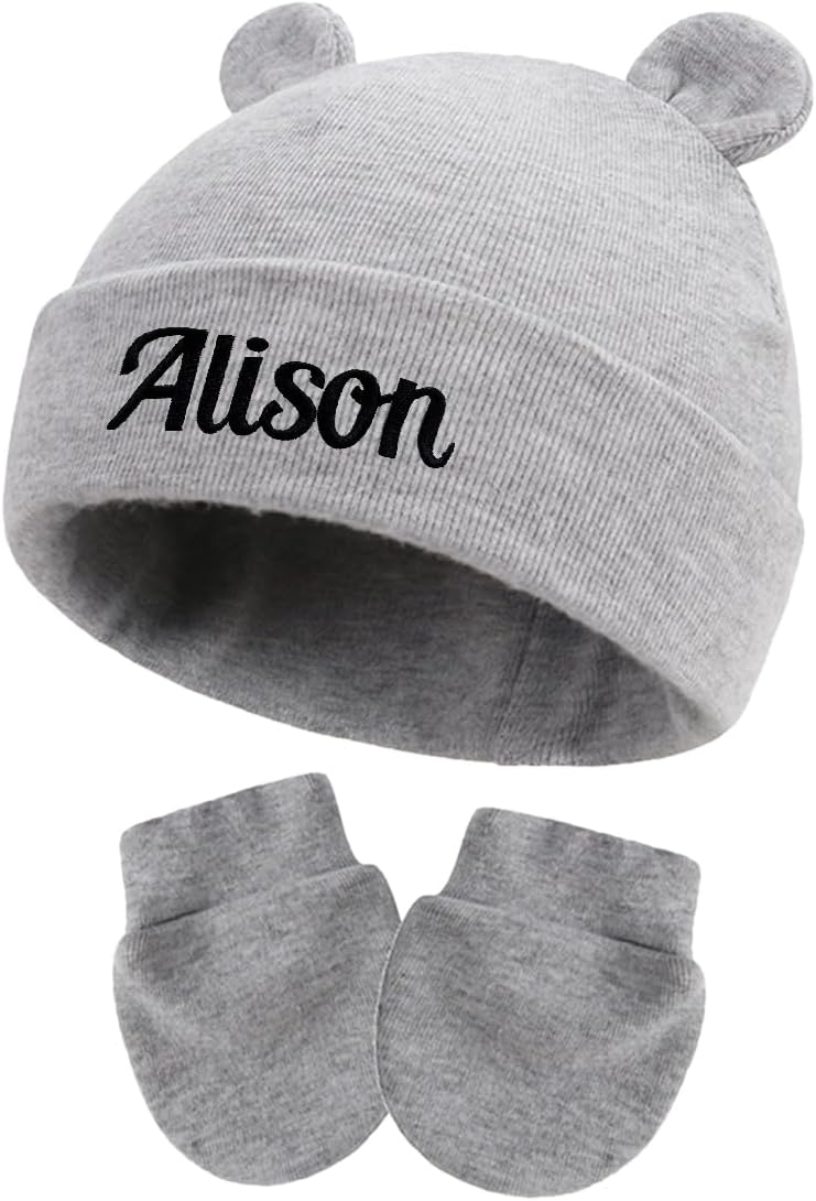 Custom Baby Hat embroidered cotton beanie gloves for kids