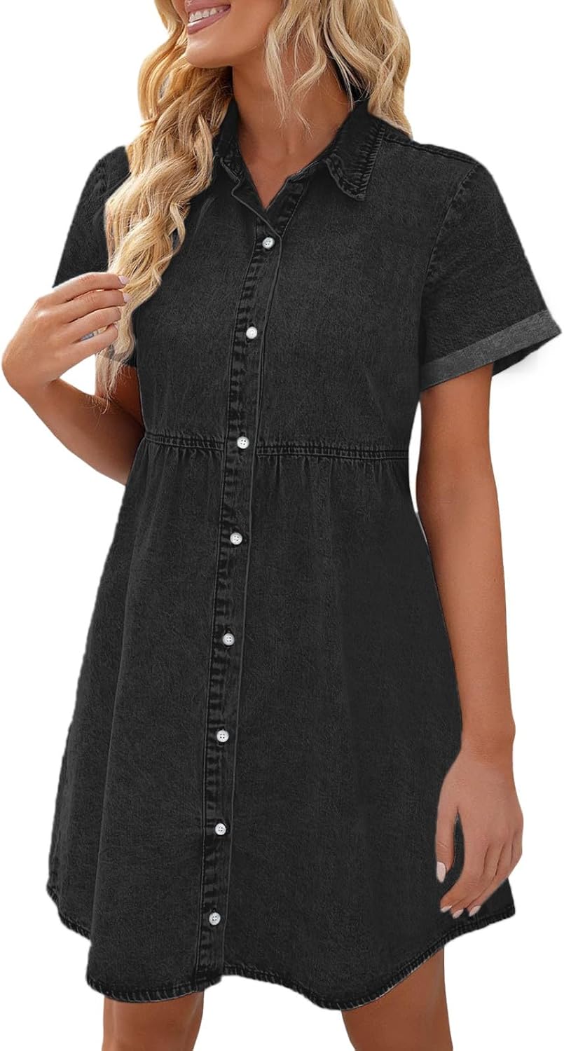 Chambray Button Down Dress for Women