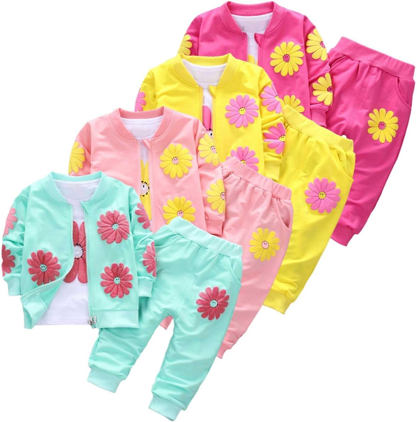 Floral 3-Piece Toddler Girls Set Long Sleeve Pullover