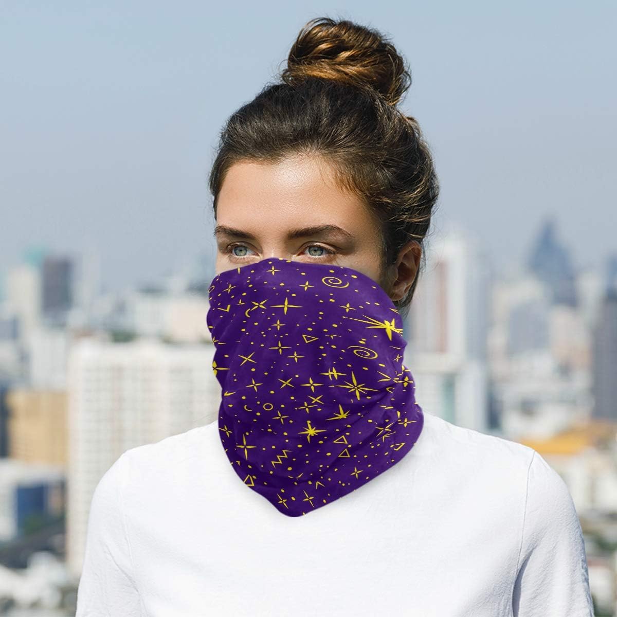 My Little Nest Unisex Balaclava Face Cover - Golden Shiny Stars Breathable Face Mask
