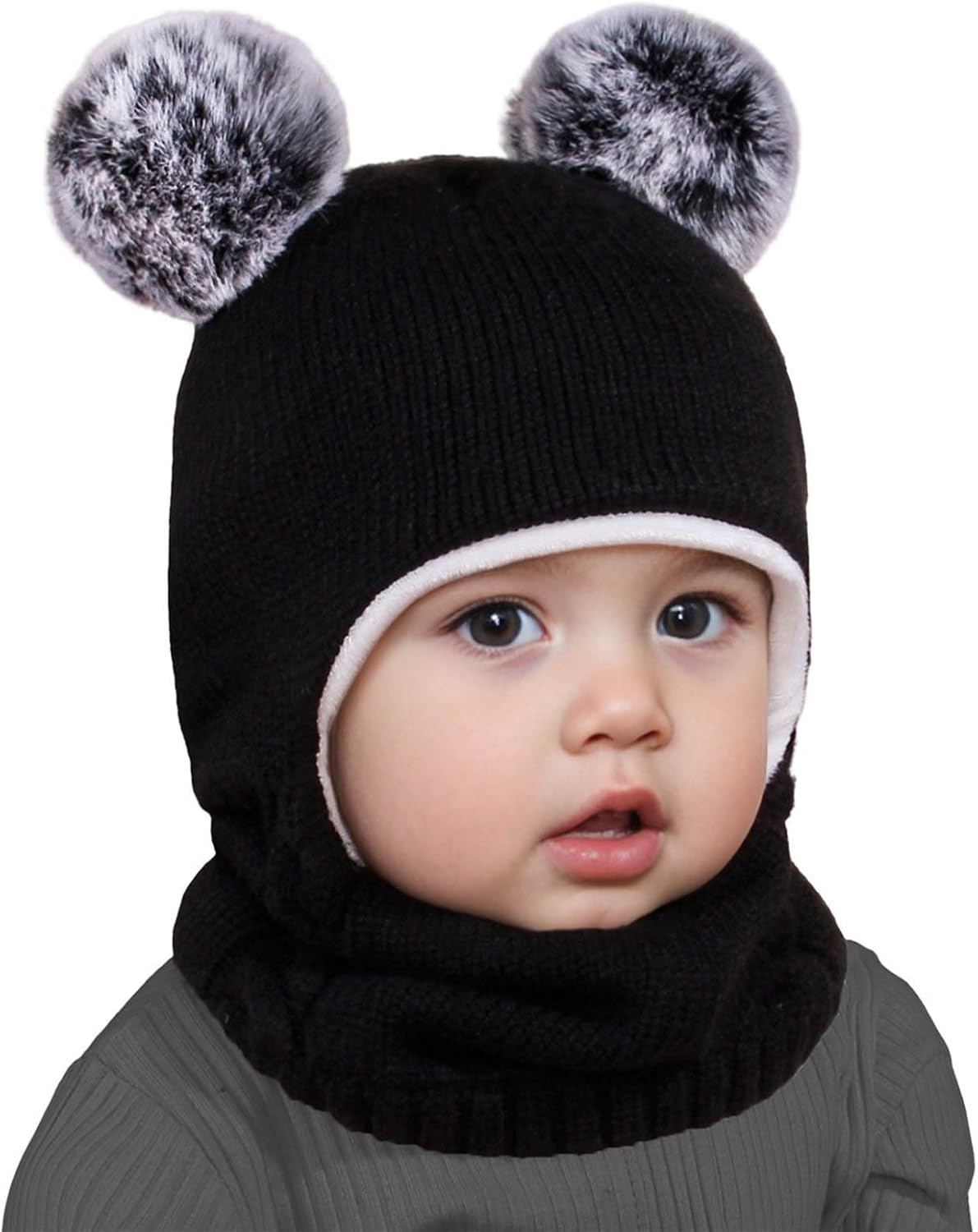 Baby Toddler Winter Hat Bear Knitted Hat Set