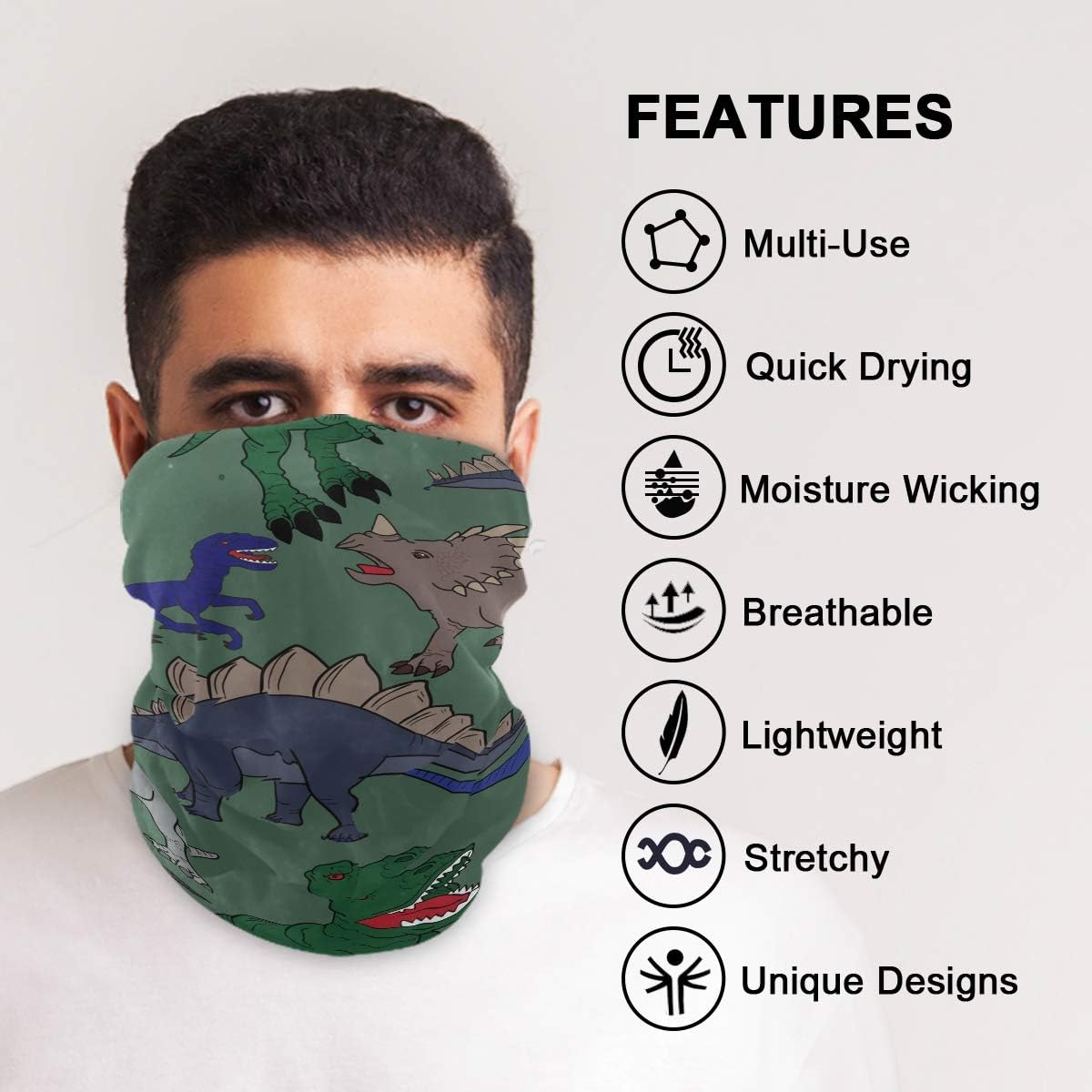 My Little Nest Unisex Balaclava Face Mask Novelty Bandana with Dino Dust Design