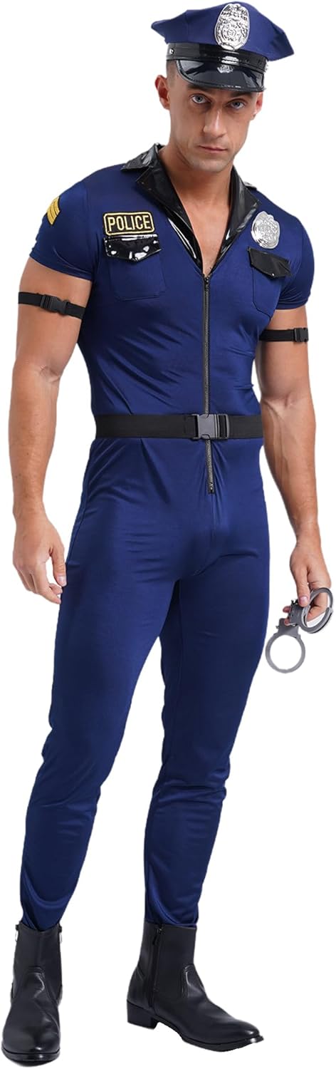 Mens Police Costume Set Role-Playing Uniform