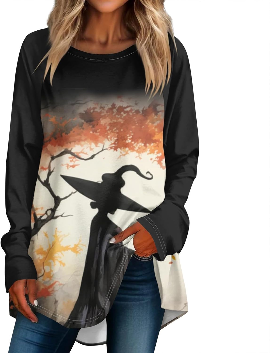Halloween Party Long Sleeve Print T-Shirt