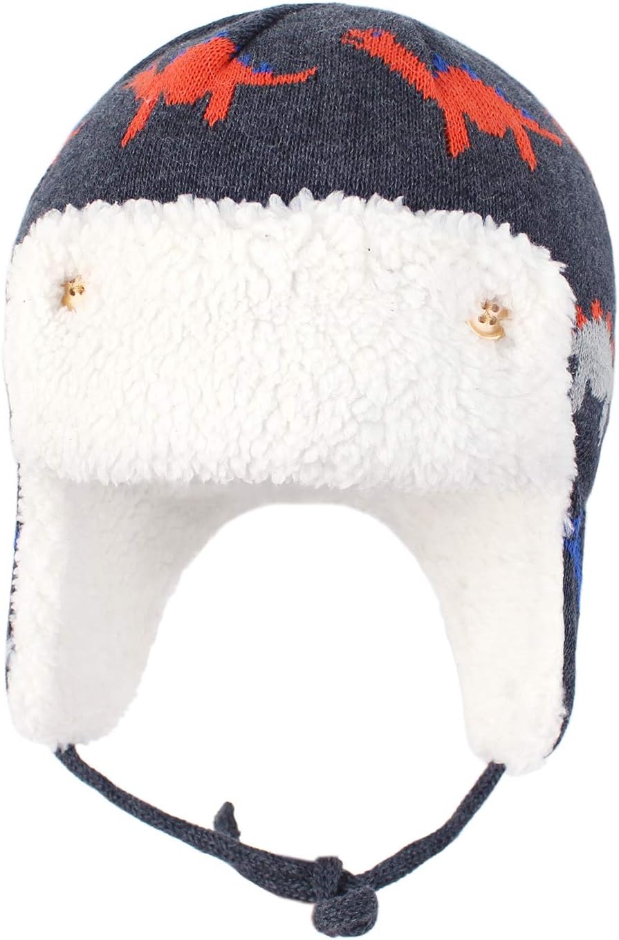 Zando Sherpa Lined Warm Fleece Pilot Hat Set for Baby