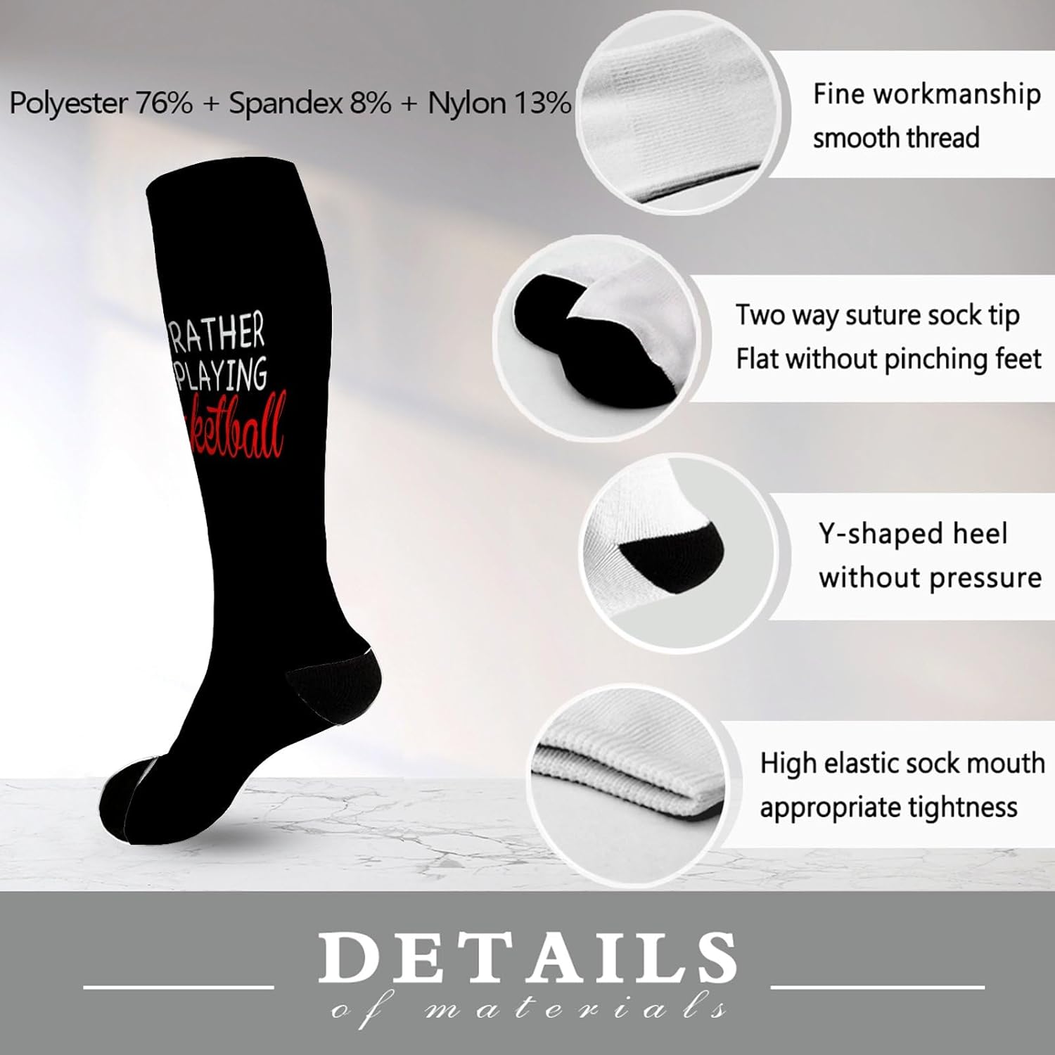 Basketball-Friendly Thigh-High Socks for Boys - Fun