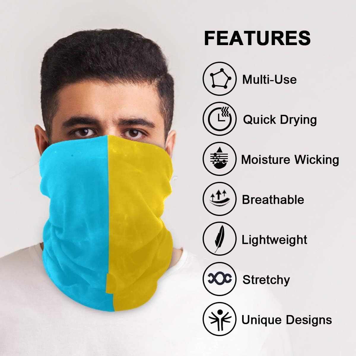 Unisex Magic Mask Headband Yellow Blue