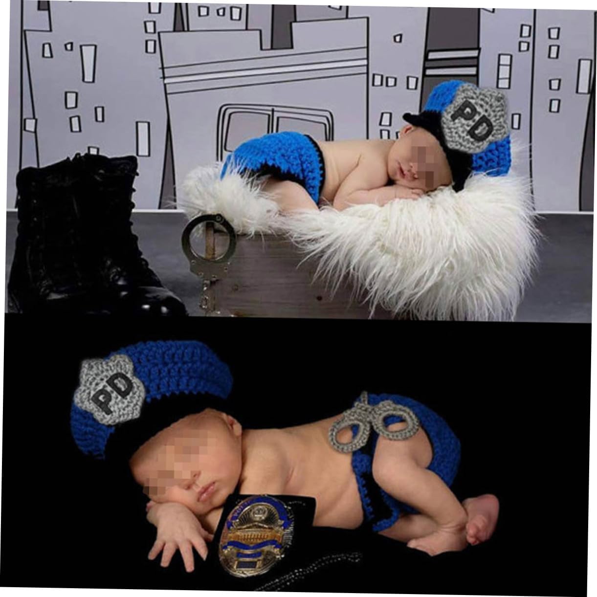 Your Little Hero - Newborn to Boys and Girls Police Hat Photography Set