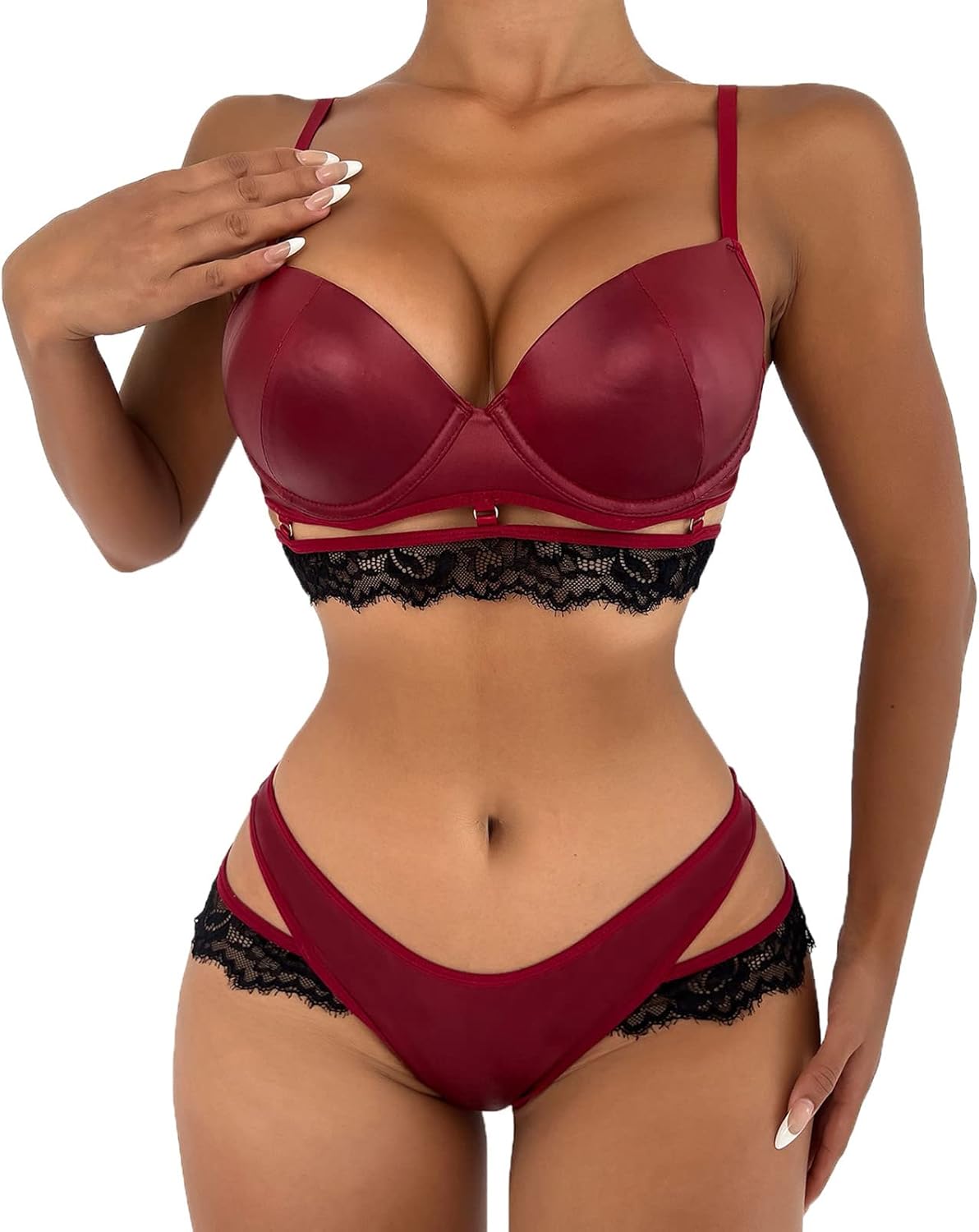 Bodysuit for Women Lace Chemise Babydoll Nightgown Set with Garter Bustier