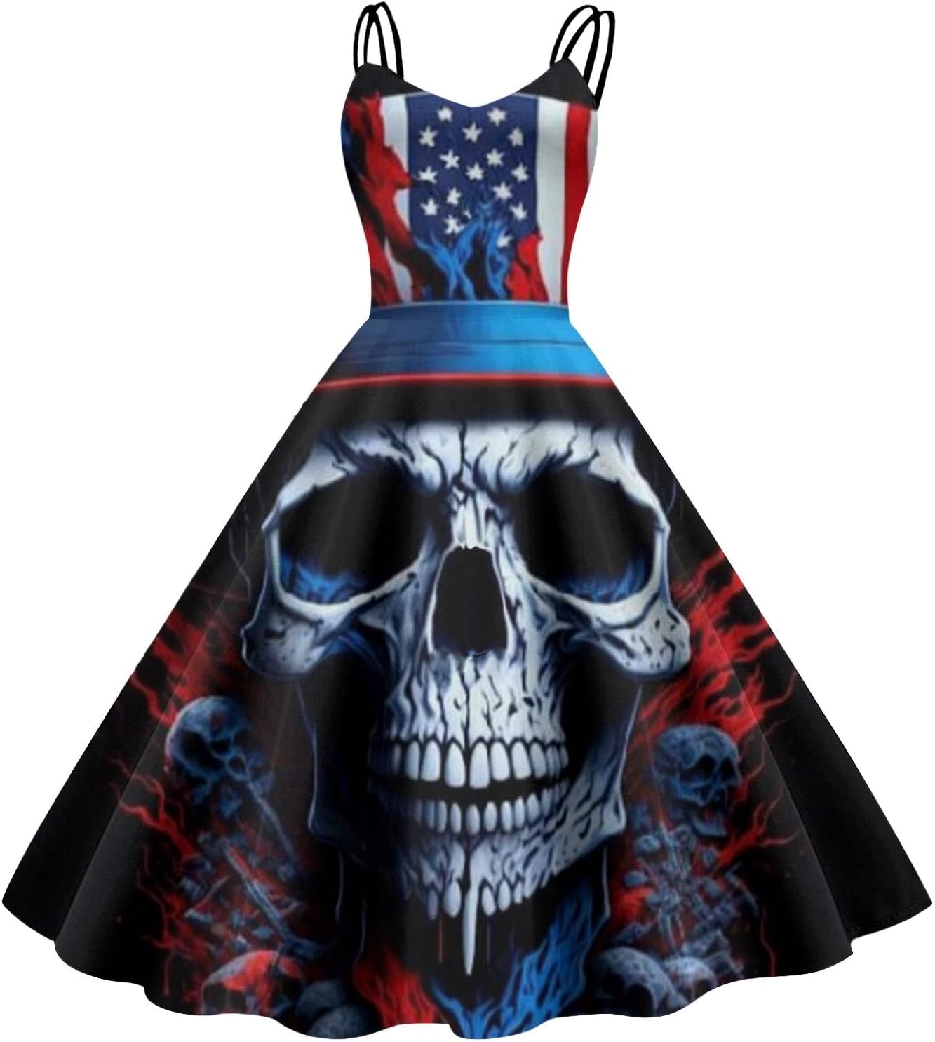 Sfascumop Red White and Blue Patriotic Dress for Women