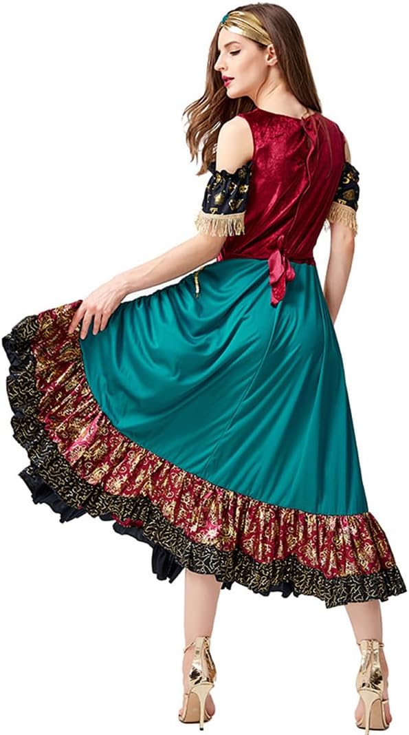 Langwei - Halloween Gypsy Girl Dress - Flowy Halloween Costume for Women