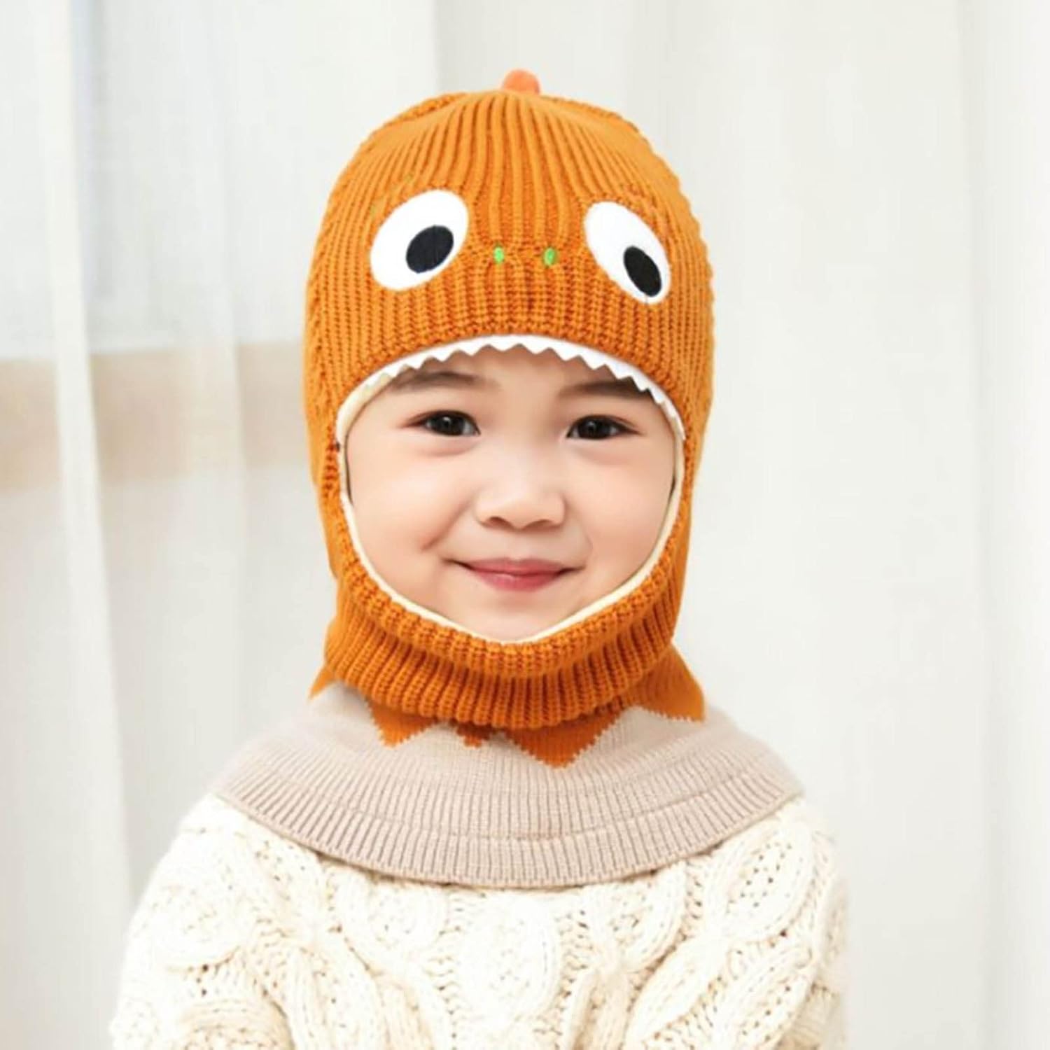 Furry dinosaur baby hats warm cozy for winter