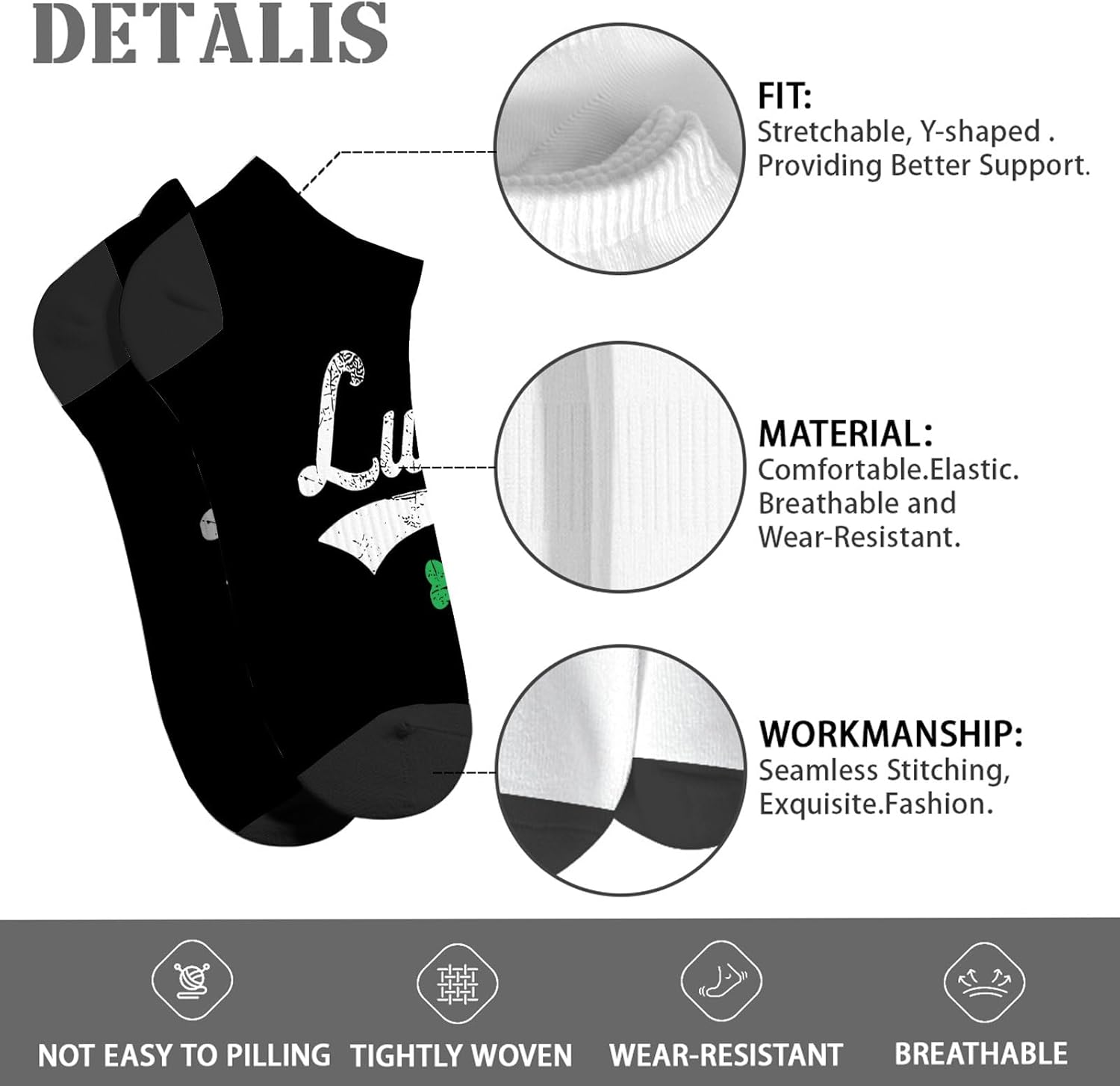 Lucky Bruhs Boys St Patricks Day shamrock athletic socks
