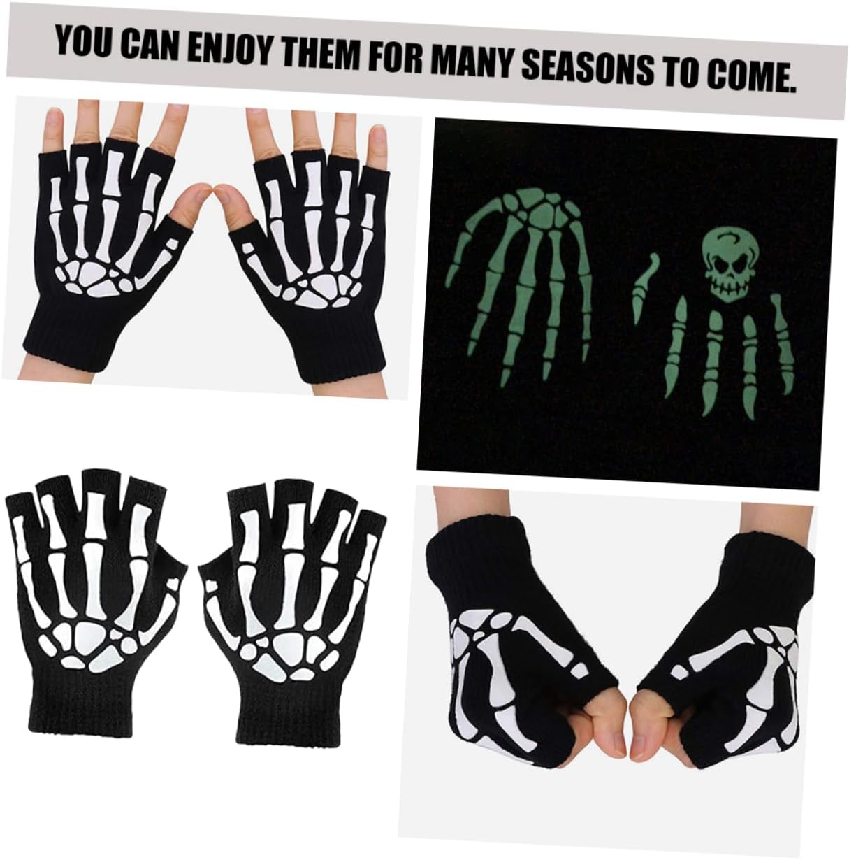 Ipetboom Spooky Skeleton Gloves Halloween cosplay