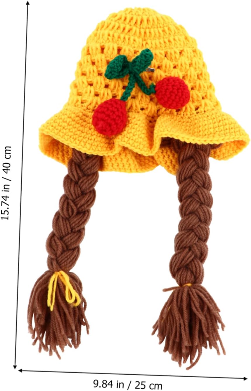 Stylish Cherry Design Handmade Wool Cap for Newborn Photography