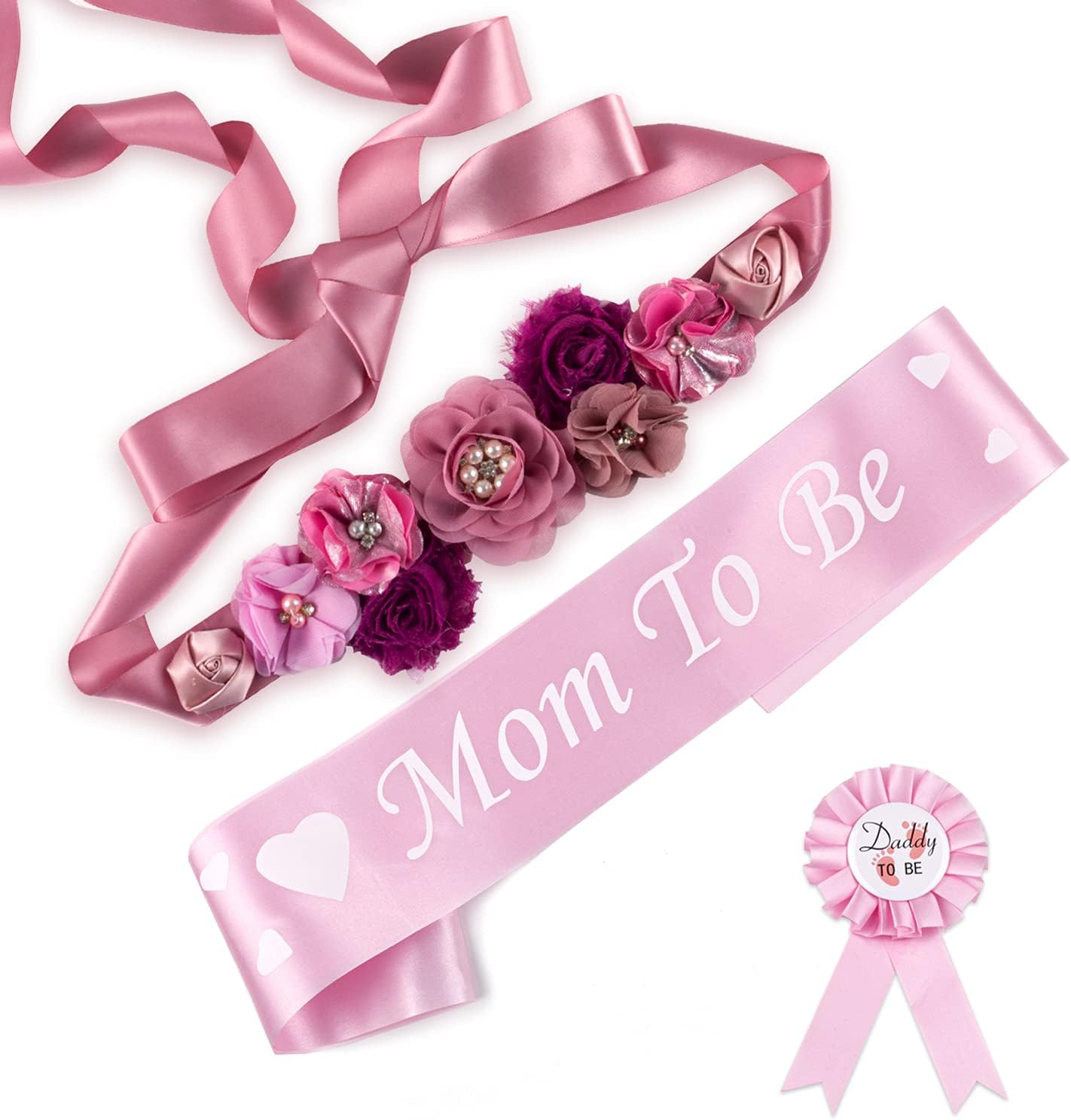 Handmade Floral Pearl Maternity Sash for Mom to Be