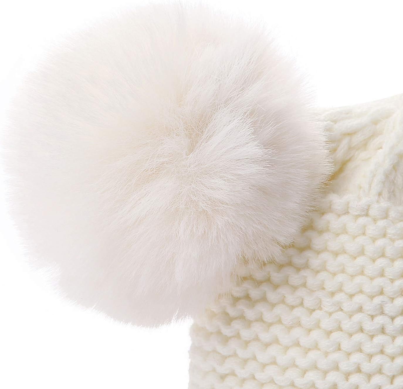 Winter Knitted Hats with Scarves Fuzzy Bear Headwear for Babies