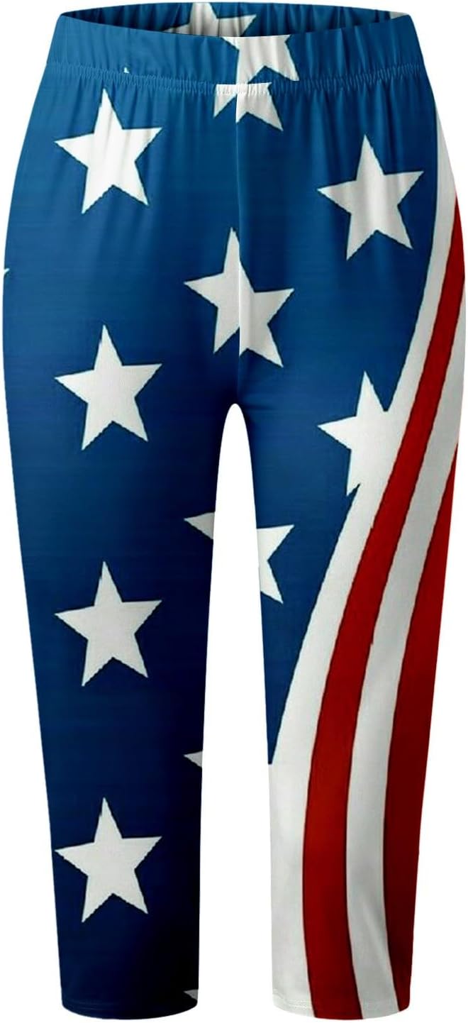 American Flag Patriotic Denim Leggings for Women