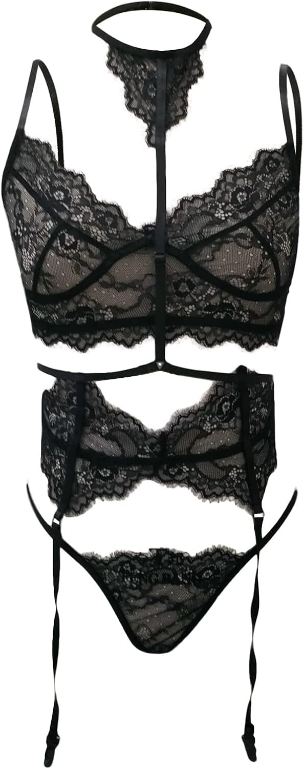 Elegant Red Lace Lingerie Set for Roleplay