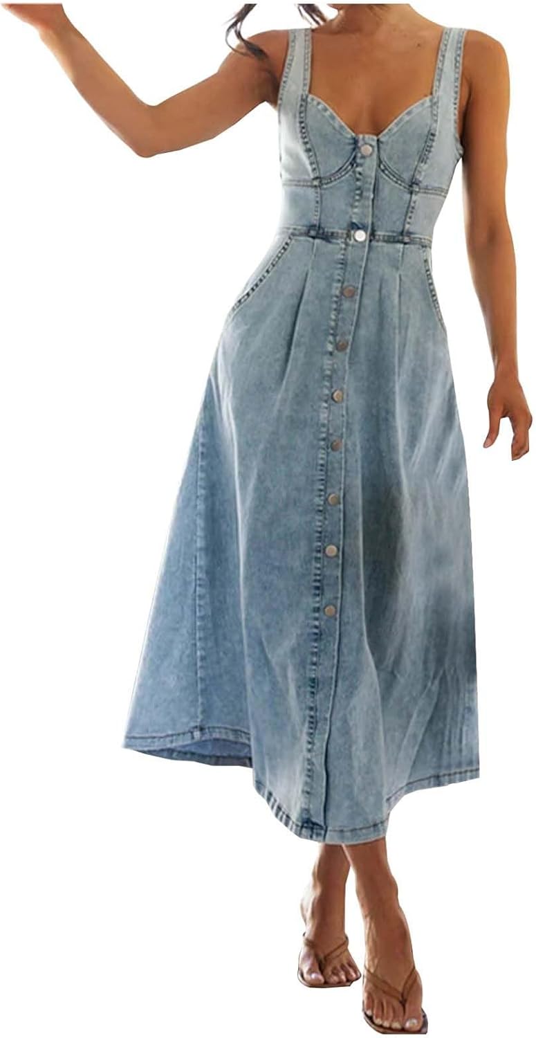 Sleek and Trendy Denim Dress Jean for Women - Blue Chambray Style