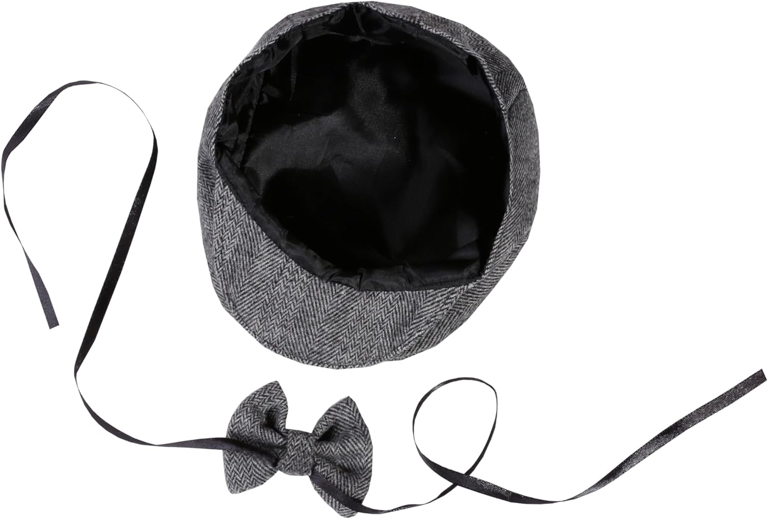 Matissa Newborn Flat Newsboy Cap with Bow Tie Set Gatsby Hat