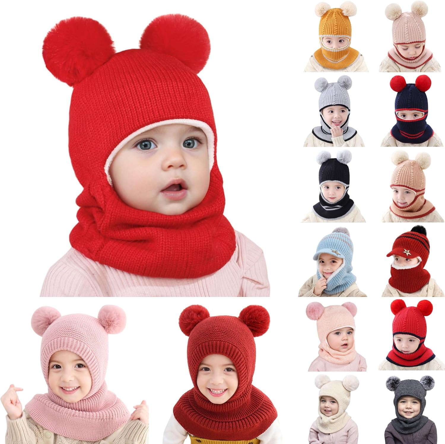 Winter Kids Hats Scarves Set