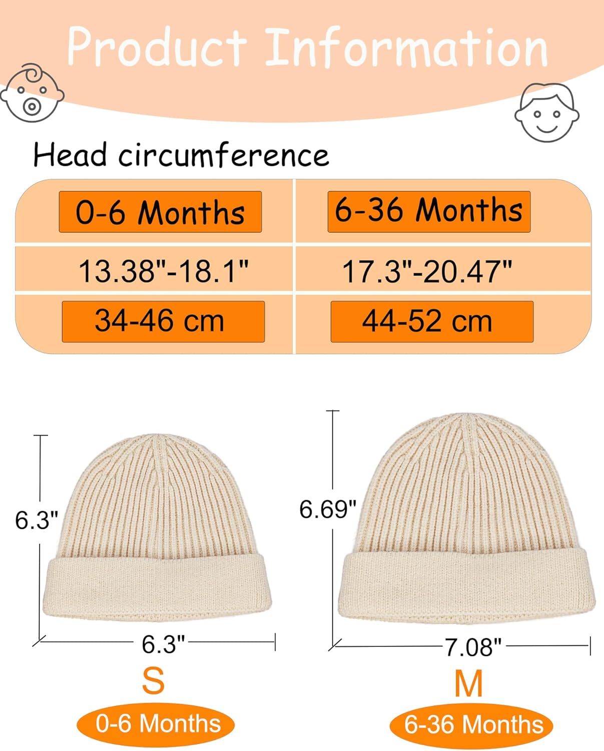 Wool Acrylic Baby Beanie Hat for Kids