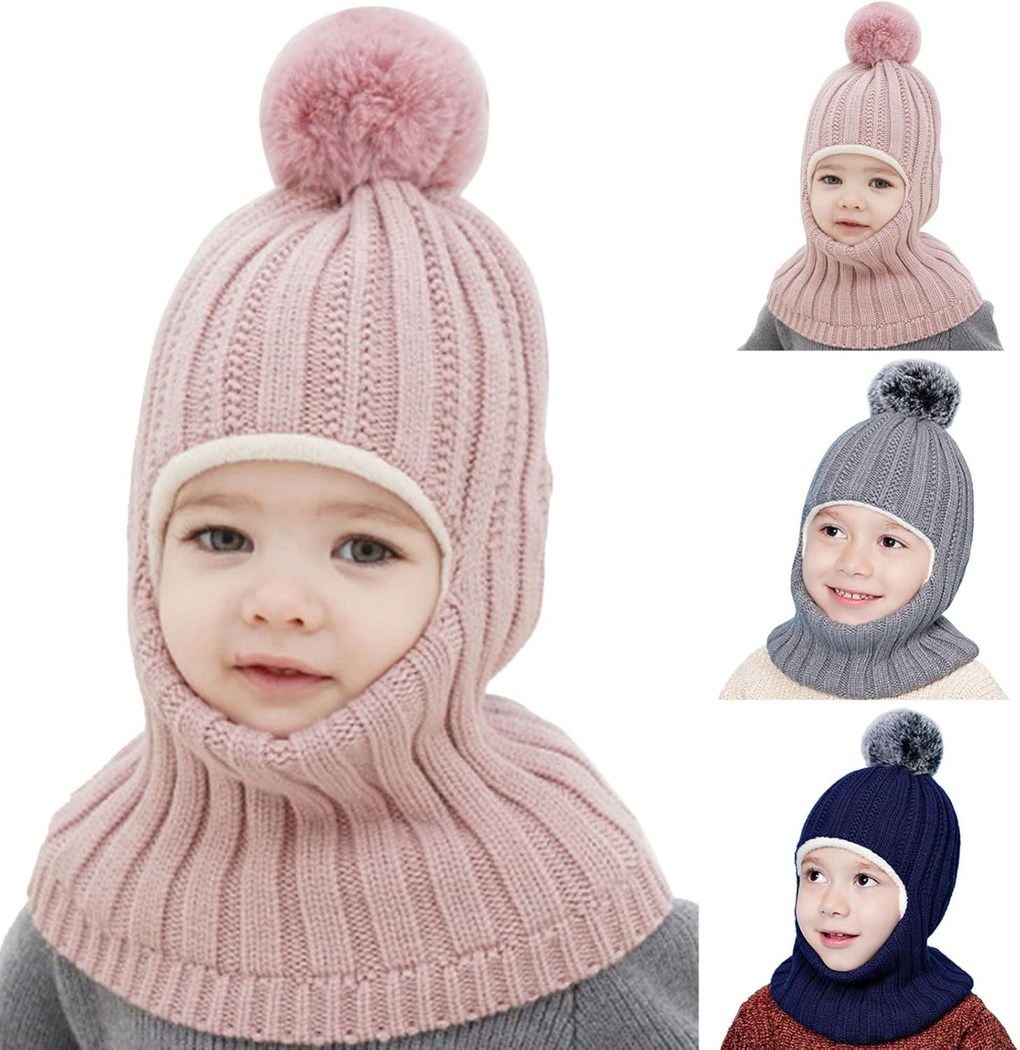 Perfect 2-in-1 Winter Warm Knitted Hat Scarf for Kids