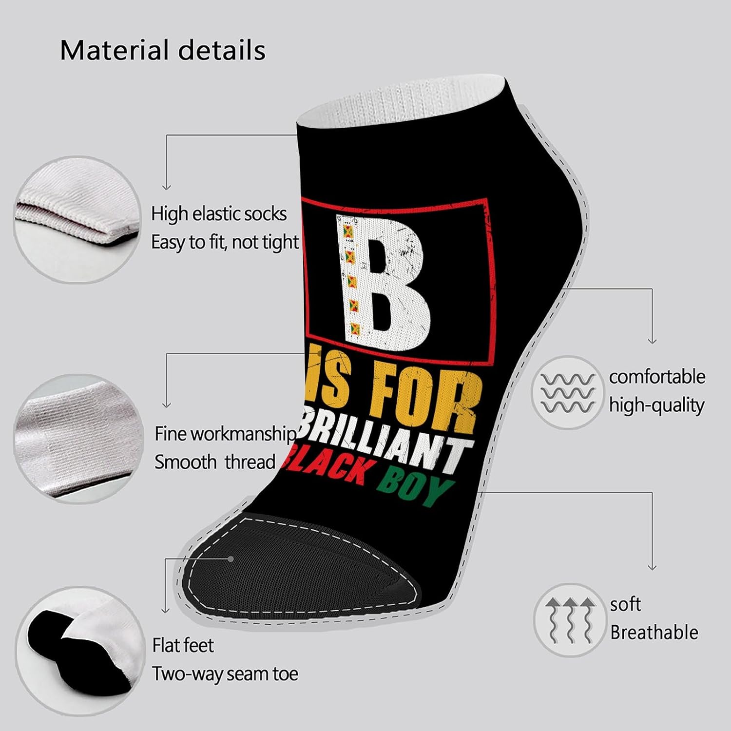 B is for Brilliant Black White Socks for Kids Adults