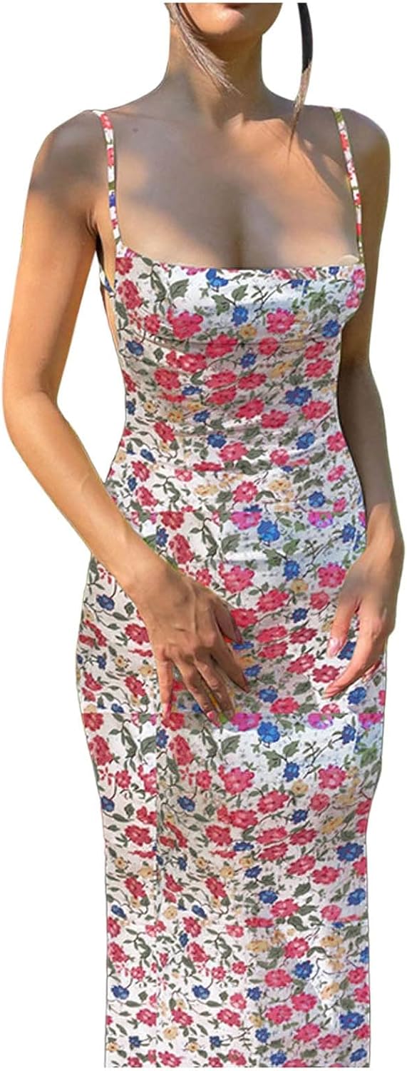 Floral Checked Maxi Dress for Women - Bridesmaid Graduation