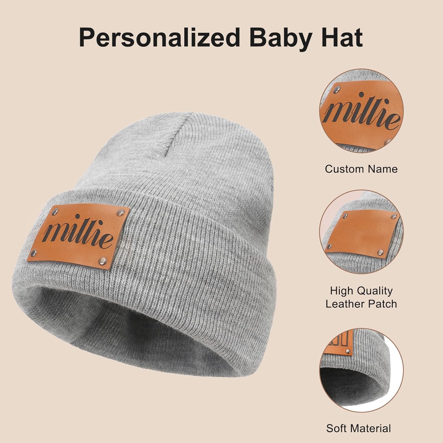 Custom Baby Beanie with Name - toddlers winter hat for boys and girls