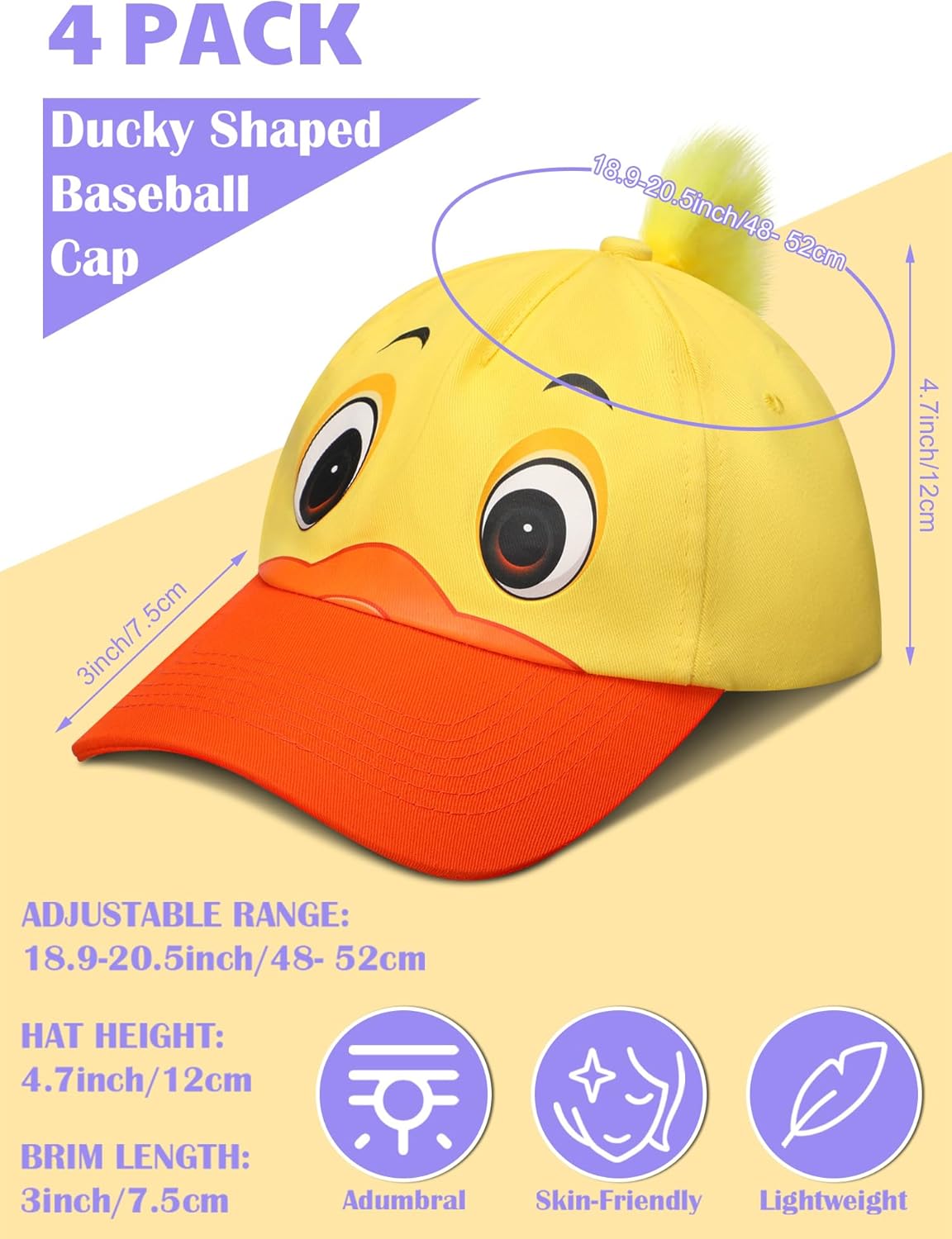 Geyoga 4-Pack Funny Rubber Duck Hats