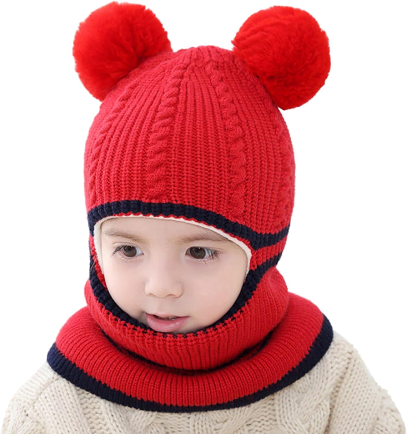 Kindergarten Kids Toddler Winter Warm beanie Set Baby with Adjustment Fit