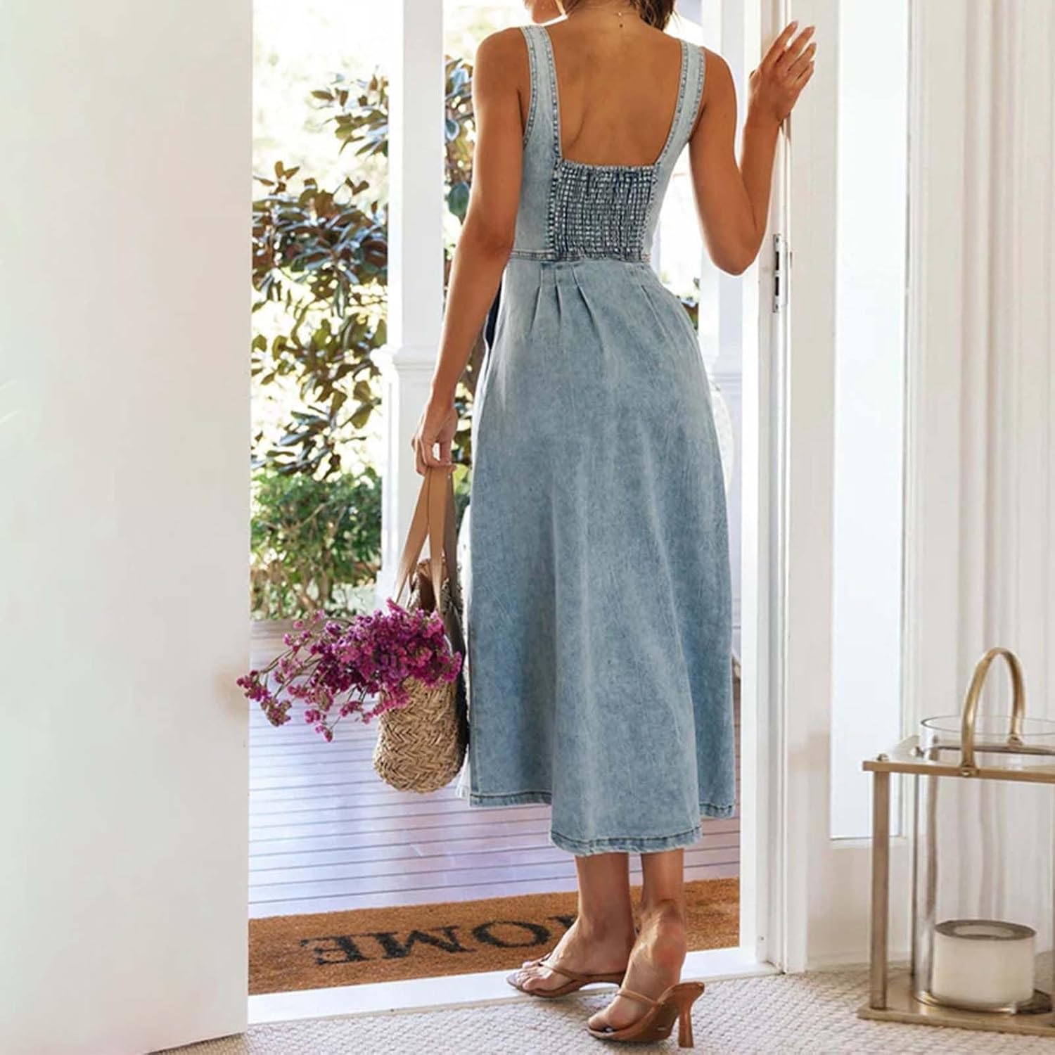 Sleek and Trendy Denim Dress Jean for Women - Blue Chambray Style