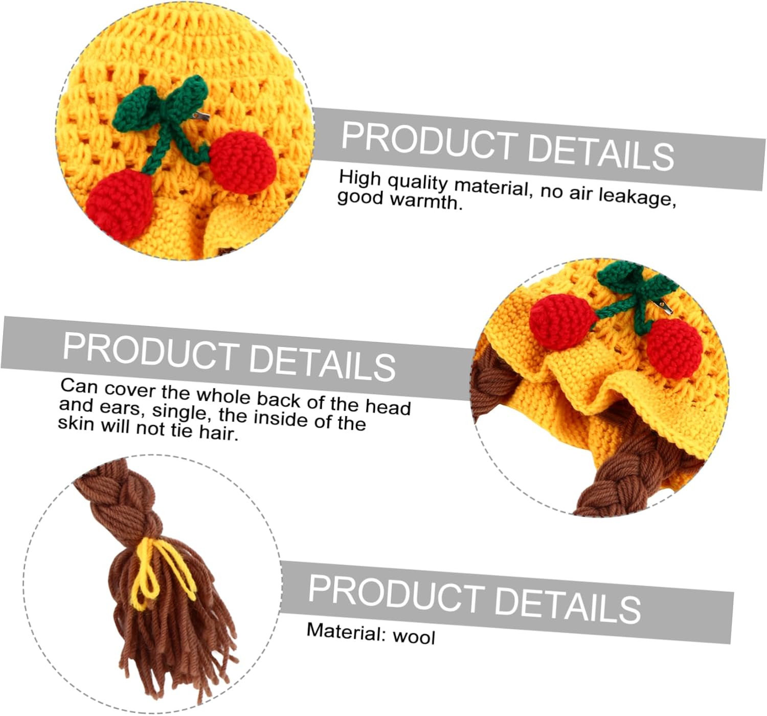 Stylish Cherry Design Handmade Wool Cap for Newborn Photography